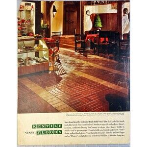 Kentile Vinyl Floors "Colonial Brick Solid Vinyl Tile" Vintage Print Ad 1965